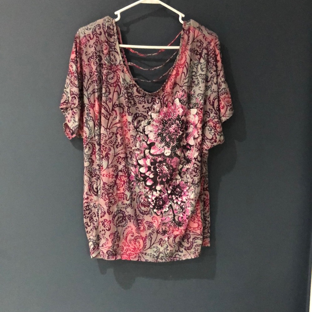 Embellished tee with sexy strapped back